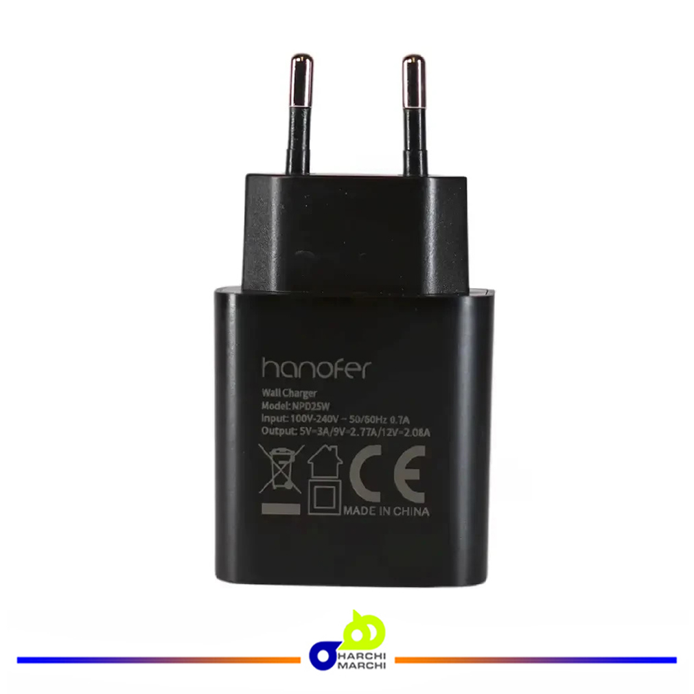 شارژر دیواری هانوفر مدل NPD25w توان 25 وات همراه کابل